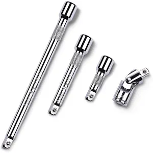 4 Piece 1/2 Inch Drive Extension Bar Set, 1/2 Inch Drive Socket Extension Set Includes 3, 5, and 10 Inch Extensions and Universal Joint Socket