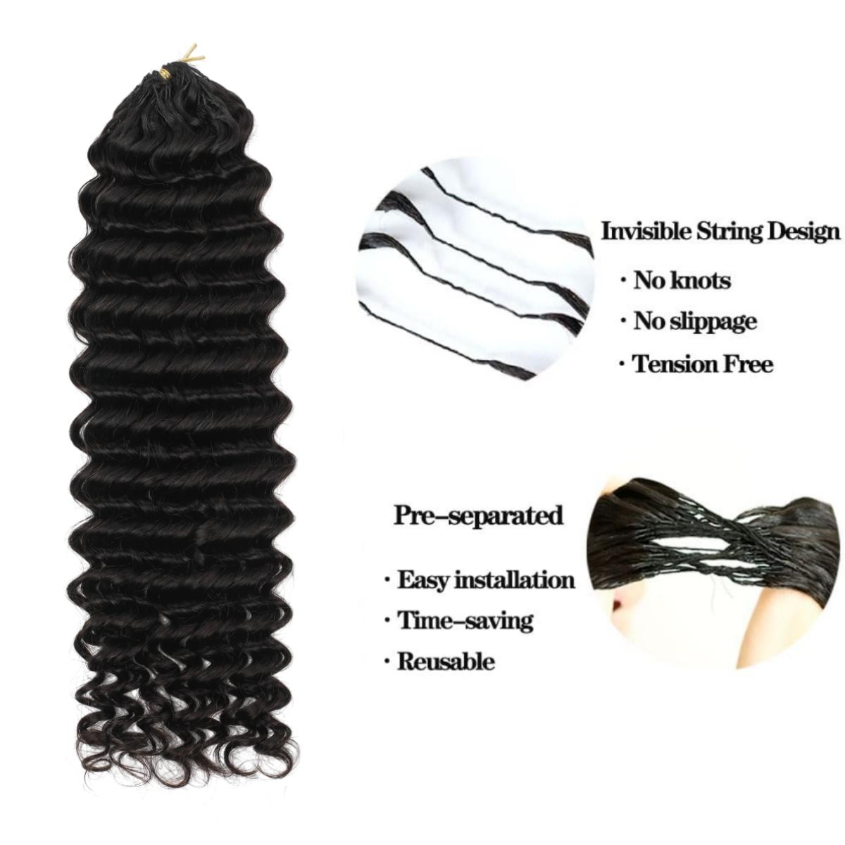 Feather Crochet 5 Packs Human Hair Extension Body Wave/Water Wave/Deep Wave/Burmese Curly/Pixie Curly Pre Separated Natural Black Lightweight 60g Packs Easy Install Full Look
