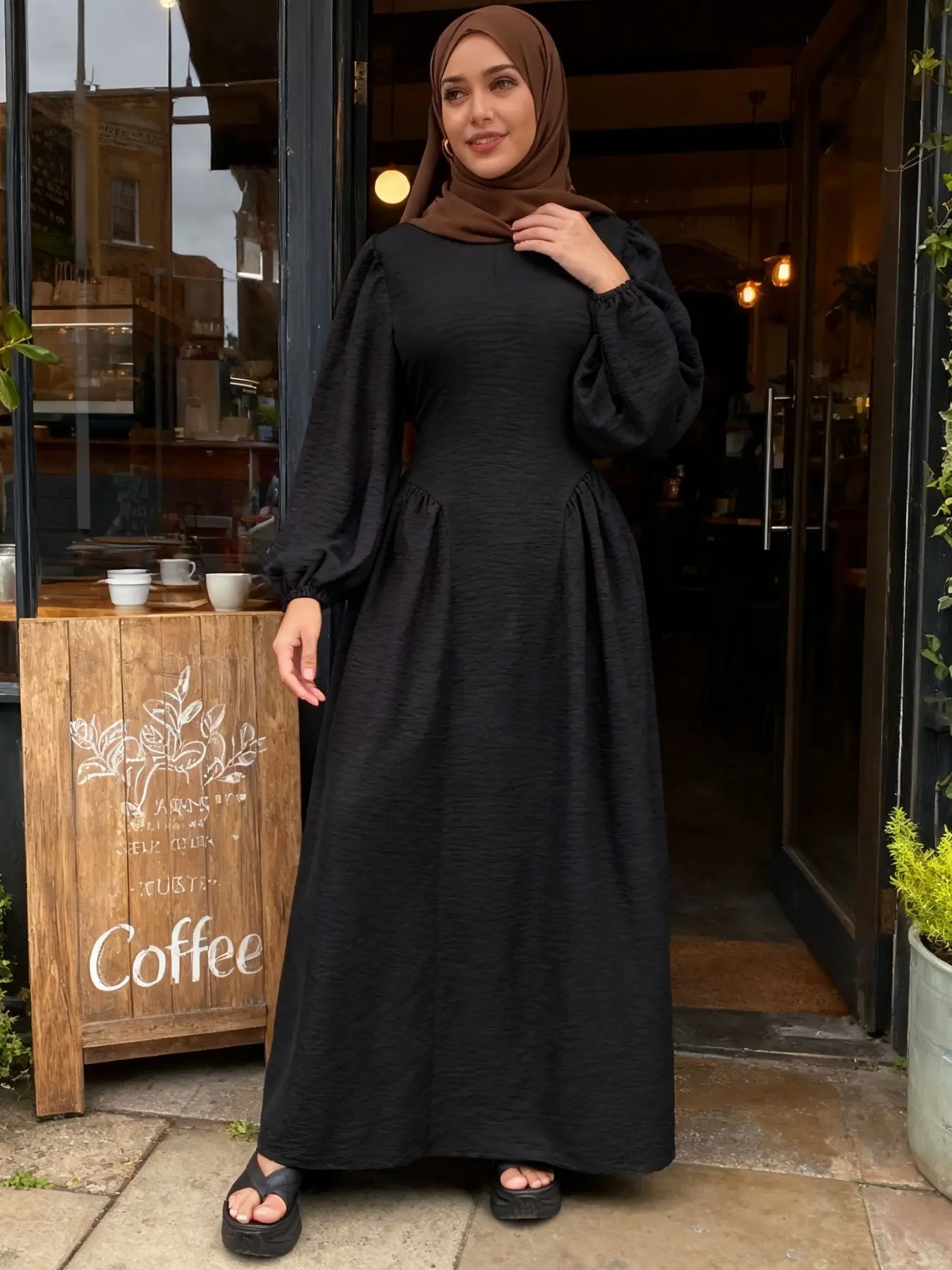 Essential Ramadan Clothing for Muslim Women, Modest Muslim Outfits, Modest Clothes, Islamic Clothes, Long Bubble Sleeves Robe, Slim Fit Plain Design, Suitable for All Seasons, Modesty Muslim Clothing