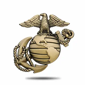 U.S. Marine Corps 3D Eagle Globe & Anchor Metal Car Emblem - 3.3"x3.1" Weather-Resistant Bronze Decal for Cars, Trucks, SUVs, Gift for Veterans & Military Supporters