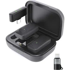 Lavalier Microphone for /Android Phone/Laptop/PC, Mini Lapel Mic with 50H  Life  Case, 100FT Range and Noise Reduction, for Video Recording, Streaming,
