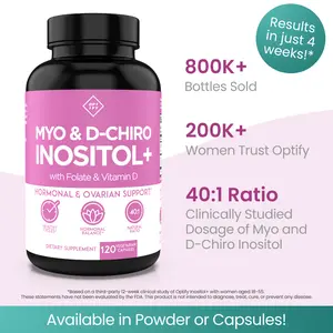 Optify Myo-Inositol & D-Chiro Inositol 40:1 Dietary Supplement with Folate & Vitamin D for Hormonal Balance, Hormonal Wellness, Ovarian Support, Ovarian Function & Metabolism - 120 Capsules for Women's Health
