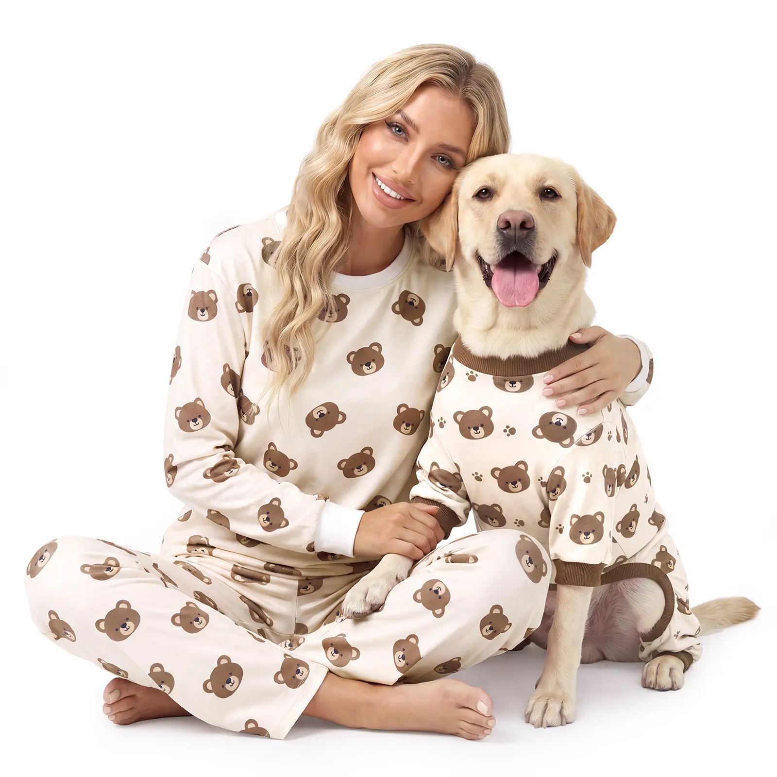 XPUDAC Pajama Sets Women - 2-Piece Dervon Breathable Fabric Matching Sets, Long Sleeve Loose-Fit Loungewear with Figure-Flattering Pocket Pants for All Female Figures, Multiple Sizes (Owner & Pet Clothes Sold Separately)