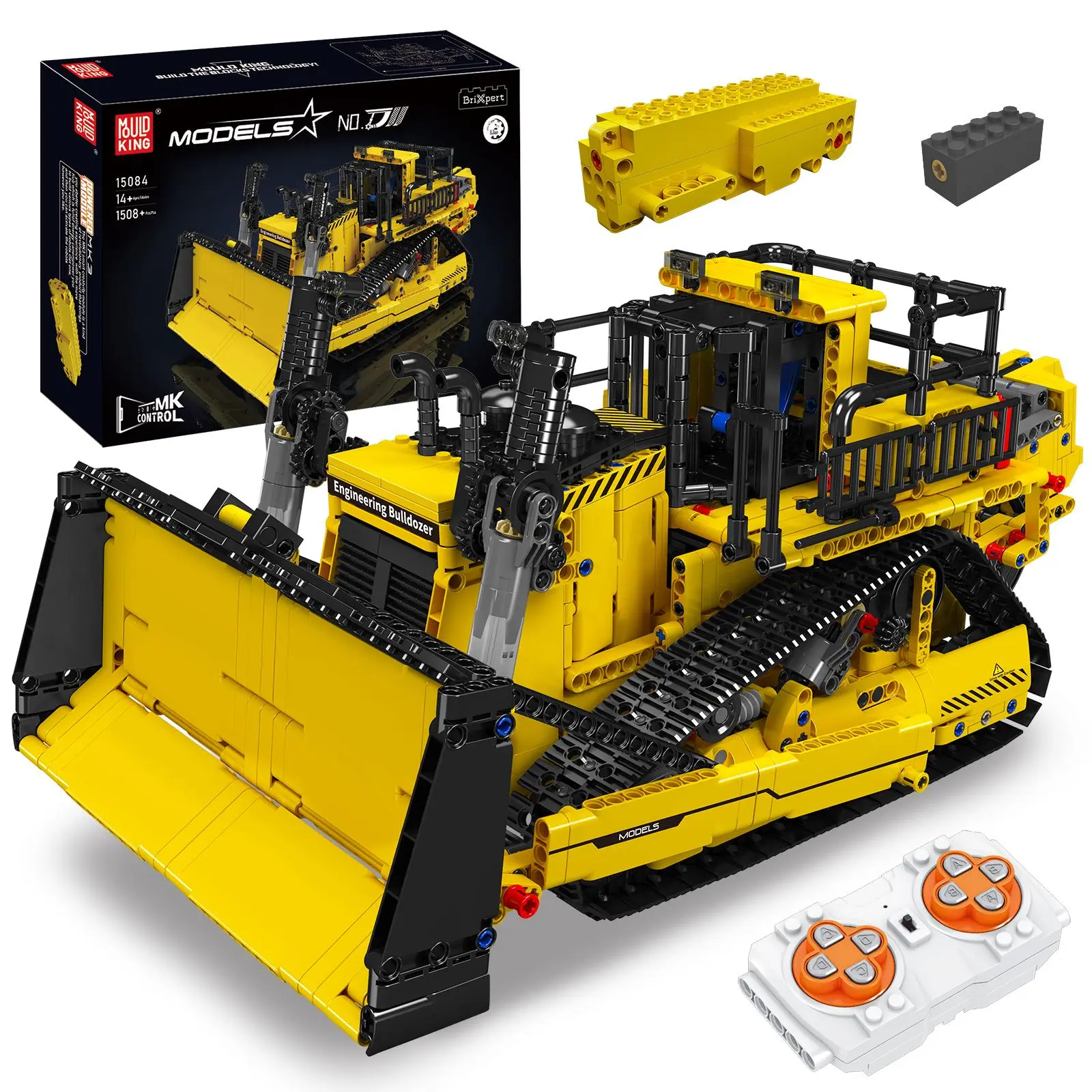 Mould King 15084 Bulldozer Engineering Truck Vehicle Building Block with Motor Remote Control Adults Kid Toy 1508 Pcs Construction Play summerwins