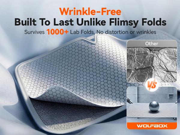 WOLFBOX Graphene Car Windshield Sun Shade with Ice Silk Technology Advanced Heat Dissipation Fabric, Blocks 99% UV & Infrared Rays, Foldable Front Window Sunshade