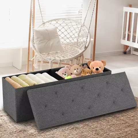 [LIVE] Storage Ottoman Bench, Folding Ottoman Stool, Storage Chest, End of Bed Bench, Padded Seat, Storage Bench with Seating for Bedroom, Living Room