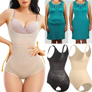 Women Shapewear Open Bust Tummy Control Body Shaper Thong Waist Trainer Bodysuit