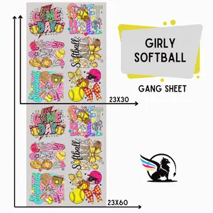 Girly Softball | Premade DTF Transfer Gang Sheet For Graphic Tees