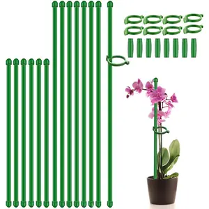 Plant Stakes 17inch &11inch Adjustable Length Plant Support Stake 16Pcs Orchid Stick with Clips for Indoor Outdoor,Garden Pole for Potted Tomato Amaryllis Vegetables Comes with 20 Ties