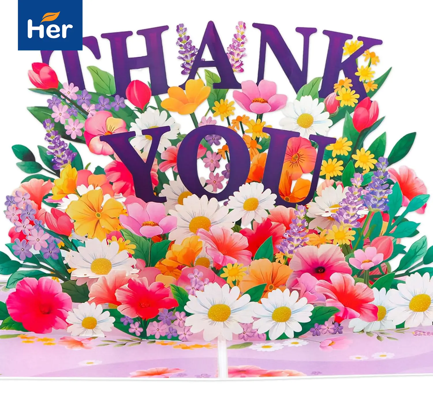 Pop Up Thank You Cards, 3D Paper Flowers Card for Women Men | for Nurses Teachers Day Appreciation Gift, Exquisite Crafted, with Envelope & Writing Insert