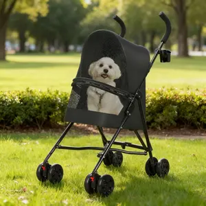 [Fahuac] Pet Stroller for Small Dogs Cats - Lightweight Foldable, Mesh Ventilation, Cup Holder, 17.7x21.6x38.2in. outdoorfun