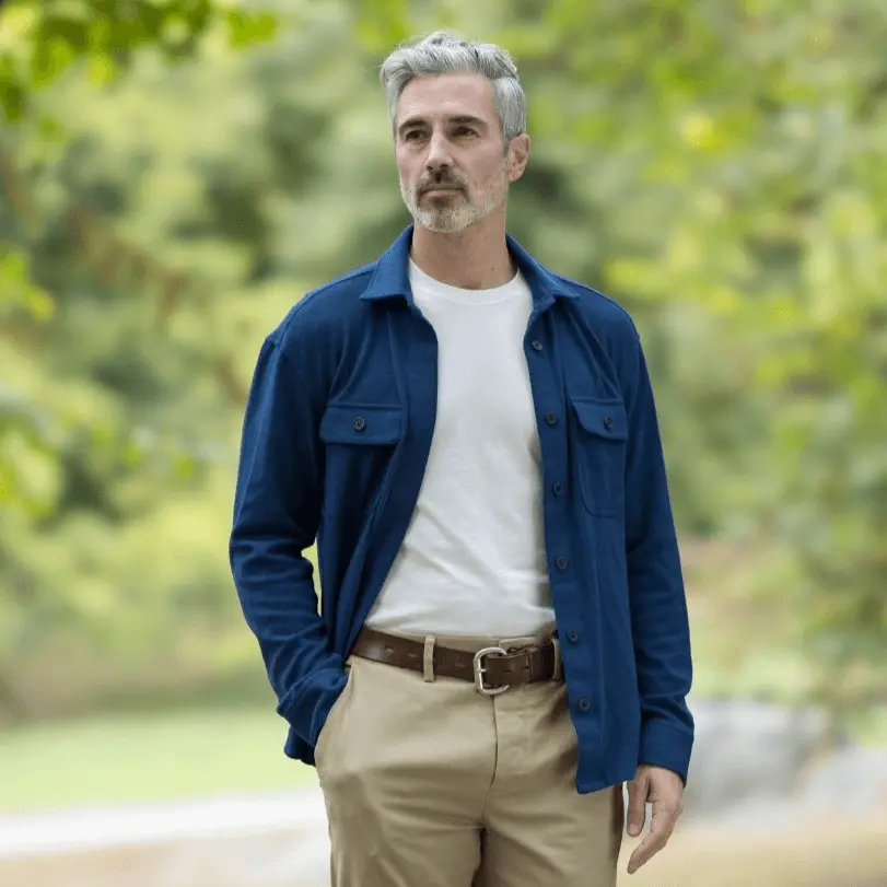 Magnetic Closure Flannel Shirt in Indigo