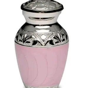 Keepsake Size Brass Urn-Fleur-de-Lis-Pink