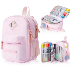 Babysun Large Capacity Pencil , Mini Backpack Pencil Case, Pen Pouch Organizer with School Supplies for Student, Teen Girls, Adults