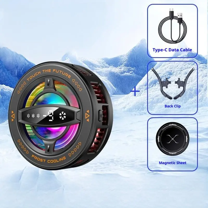 Smart Temperature Control Phone Cooler, Cellphone Cooling, Large Screen Three-Level Adjustment, Magnetic Portable, Noise Reduction, Efficient Cooling, Real-Time Temp Display, USB