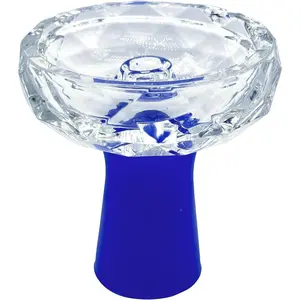 Diamond-Shaped Glass High-Temperature Resistant Shisha Bowl Compatible with Heat Management Systems Elevate Your Shisha Experience Color Blue