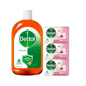 Dettol Anti-Septic Liquid 550mL & 3 Skincare Soap - Includes 99.99% Germ Protection & Skincare - Fresh, Cool, Re-energize, Lasting Fresh (Multiple Options To Choose from) Cleanser Set Cleansing Daily