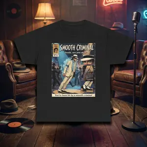 Michael Jackson Smooth Criminal Graphic Tee, Noir Comic Art Print Youth Shirt, MJ Unisex T-Shirt, Perfect Gift For Men, Women, And Kids