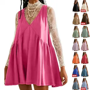 2026 New Arrival | Women's Valentine's Day V-Neck Strappy Dress | Casual, Flowy, Sleeveless A-Line Mini Dress. On cooler days, layer it over a lightweight sweater or mesh top;