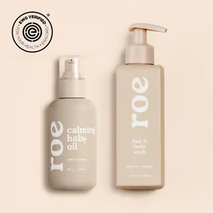ROE Cleanse & Comfort Duo - Baby Oil & Hair Body Wash Set - EWG Verified Non-Irritating Formula for Sensitive Skin - Gentle Cleansing & Moisturizing for Babies
