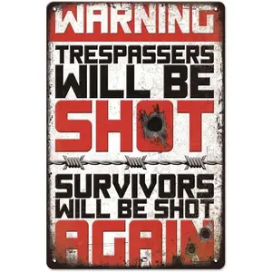 【20*30cm/8*12inch】Aluminum Metal No Trespassing Private Property Sign, 12x8 Warning Security Sign for Home, Indoor-Outdoor Decoration & Gift