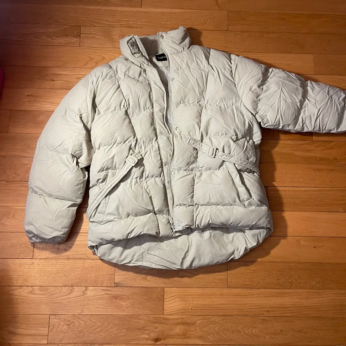 khaki puffer coat