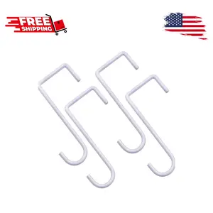 Vinyl Fence Hooks 2x6 inch, Patio Light Hangers - 4 Pack White