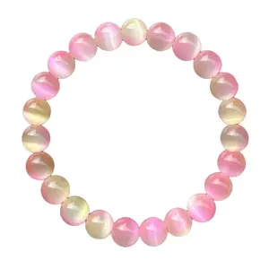 Pink Cat's Eye Stone Bracelet - Love, Wealth & Luck Symbolic Accessory