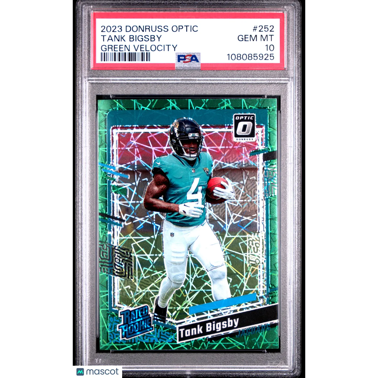 2023 Panini Donruss Optic Tank Bigsby Green Velocity Rookie #252 PSA 10 Jaguars