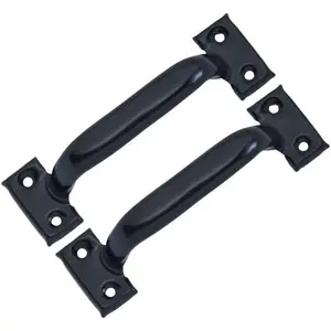Garage Door Pull Handle, 8", Steel, Black Coated, 2 Pack,  Taiwan