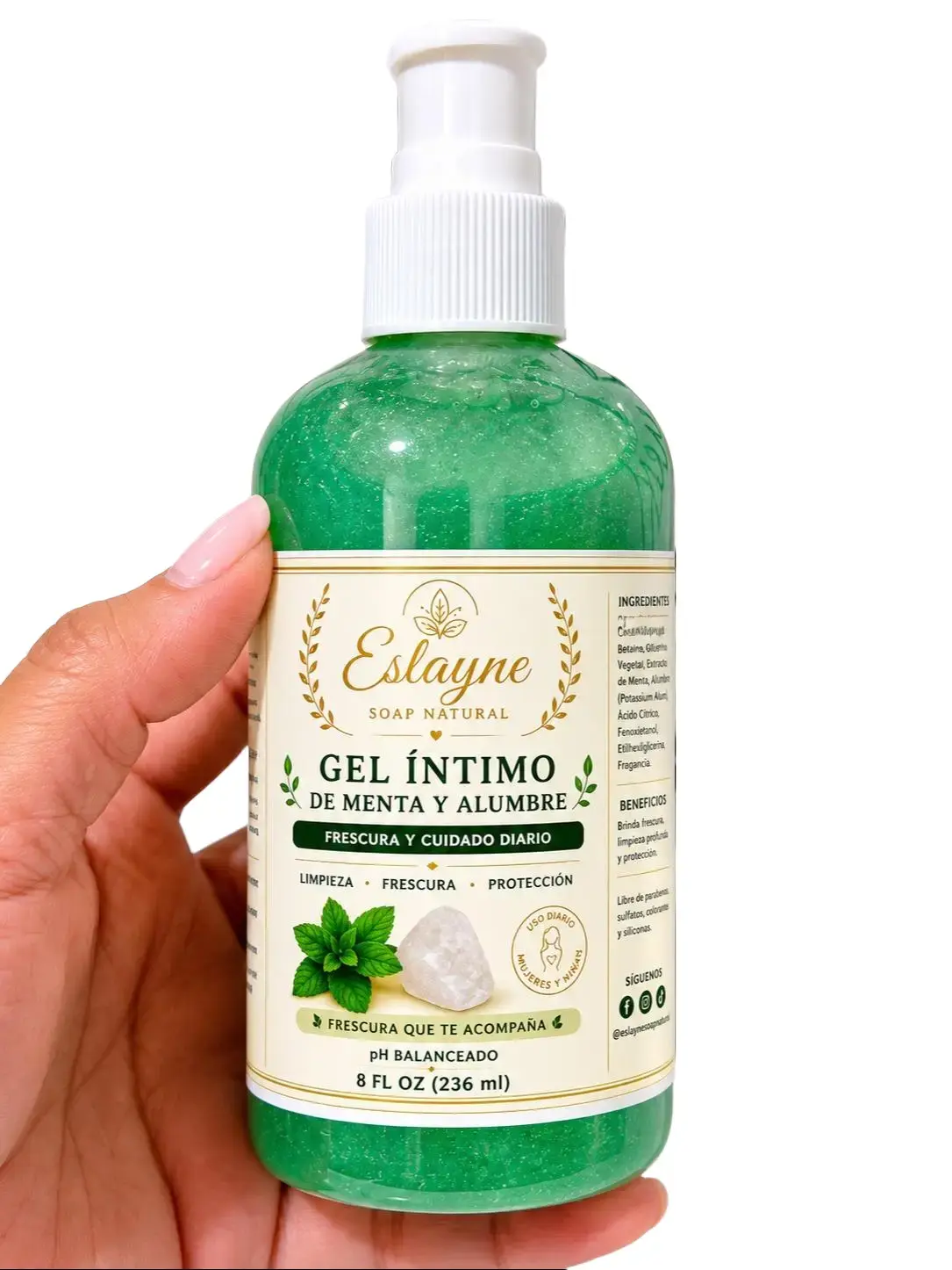 Mint & Alum Intimate Wash Gel | Daily Freshness & pH Balance | 8 fl oz (236 ml)