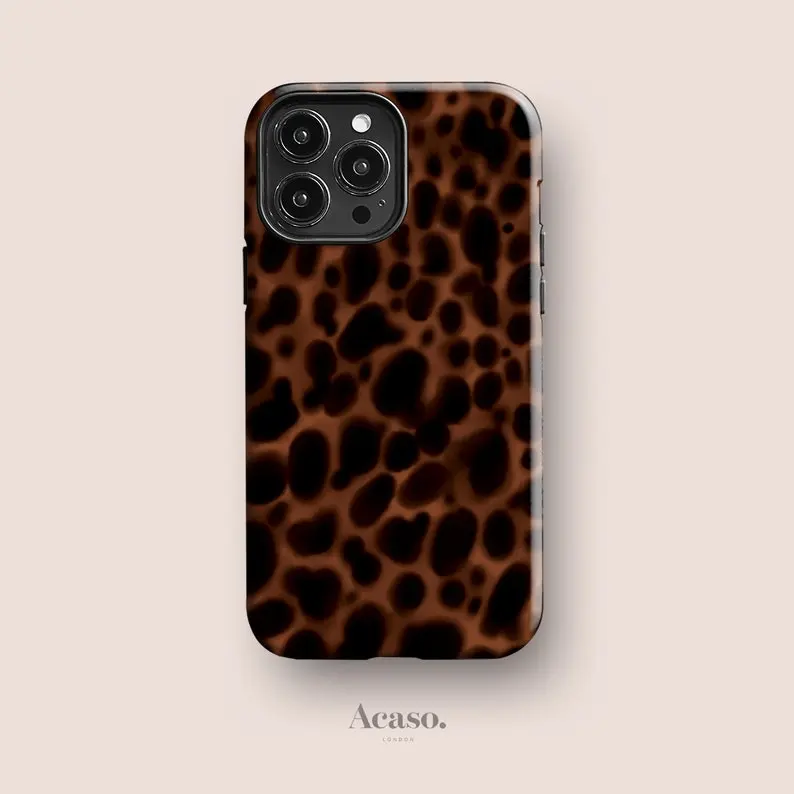 Amber Leopard Print Aesthetic Protective Case |   Fashionable Phone Case for iPhone 17, 17 Air, 16, 15, 14, 13, 12, 11 Pro Max, Pro, Plus |   High Quality Shockproof Cover |   Trendy iPhone Case Shopping Pick