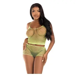 Leg Avenue Twist Net Tank Top and Boy Shorts