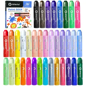 Artecho Paint Sticks Pastel for Kids - Vibrant Color Neon Metallic Non-Toxic Washable Tempera Sticks Pastel for Easy Application Quick Drying Portable Mess-Free Art Tools