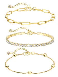Jewlpire 18K Gold Plated Anklet for Women,Gold Anklets for Women Layered/Tennis/Paperclip Link/Herringbone/Evil Eye/Cuban/Mariner/Figaro/Cross/Beaded/Box Anklet Bracelets Trendy Jewelry