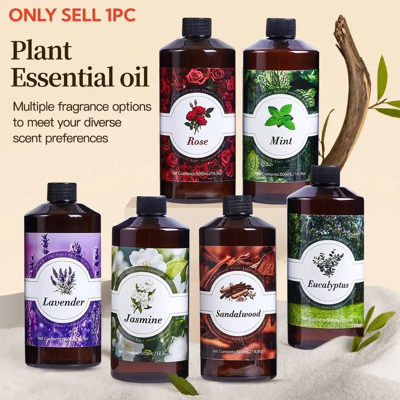 500ML/16.9OZ Large-Capacity Fragrance Diffuser Oil, Lavender Scented Essential Oil, Long-Lasting Aroma, Suitable for Aromatherapy Machines, Humidifiers, Car and Home, Scent Diffuser Oils