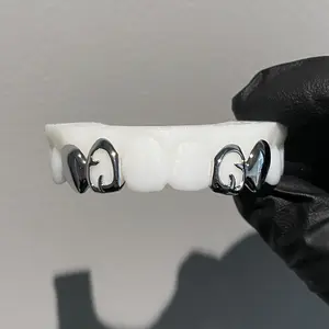 Custom Teeth Grillz 925 Silver Teeth Grillz Hiphop Grillz for Women and Men