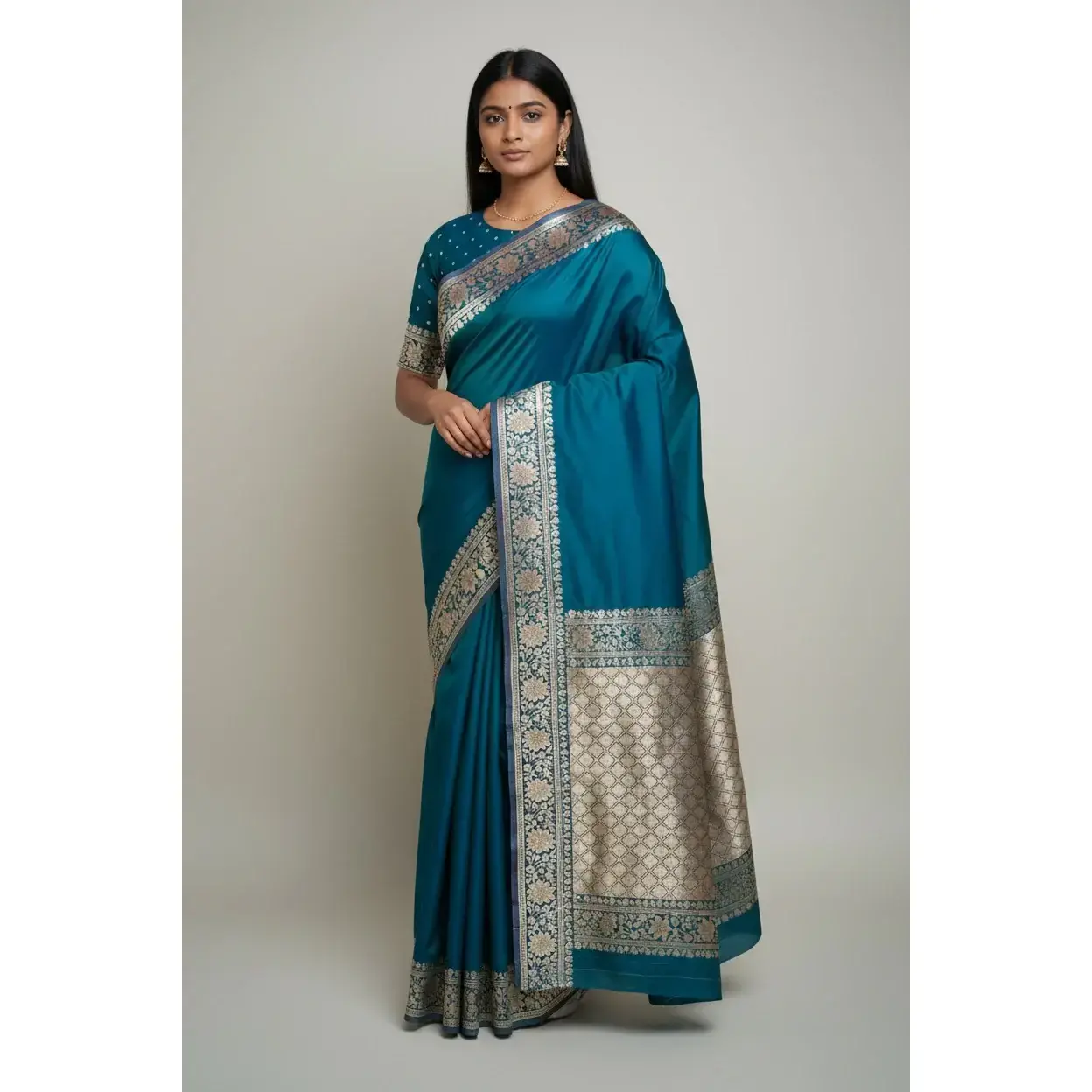 Banarasi Silk Saree with Unstitched Blouse, Cultural Wear for Women