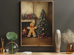 Twinkling Christmas Tree Canvas Print, Cozy Christmas Poster Art, Christmas Wall Art Decor