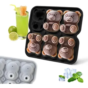 Bear  Mold, Large  Tray with Lid for   , Teddy Bear  Trays for Freezer Fun Shape, Big Ice Molds Cute Candies  Mold, Black