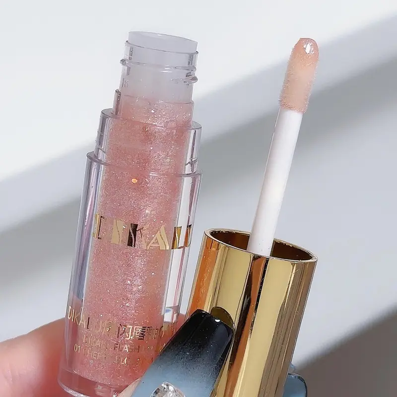 Long-lasting Lip Gloss, Glitter Lip Stain, Shimmer Gloss, Lip Glaze, Moisturizing Hydrating Plumping Liquid Lipstick for Girls and Women, Glossy Cosmetic Makeup