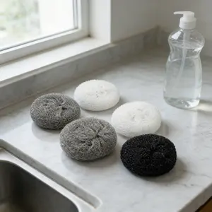 5 Fiber Cleaning Balls Minimalist Style, Oil Removal & Stain Removal, No Shedding, Safe for Pots, Home Kitchen Daily Clean