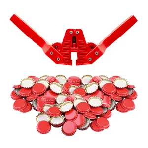 Fermentaholics Beer Bottle Capper & Lid Set – Double Wing Capping Tool & 144 Red Crown Caps – For Bottling Drinks at Home – Fits Standard Beer Bottles, Homebrew, 12 oz & Bombers with 26mm Opening