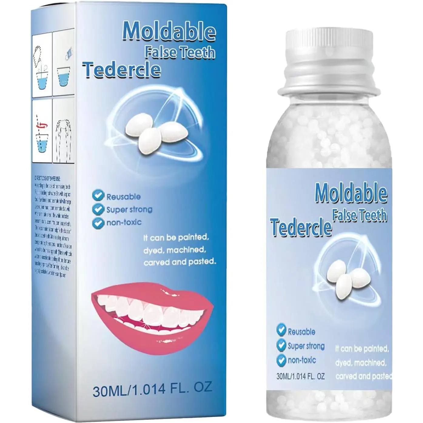 30ml Moldable Thermal Fitting Tooth Repair Beads Kit Temporary Teeth Replacement Kit for Temporary Restoration of Missing & Broken Teeth DIY Heat Fit Denture Beads
