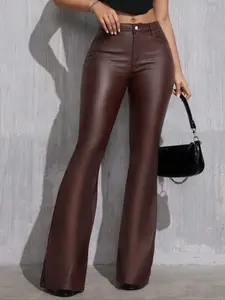 Women's Flare Leg Pants, Elegant Solid Color Bell Bottom Trousers for Daily Wear, Ladies Bottoms for All Seasons