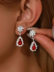 Luxury Crystal Teardrop Drop Earrings for Women, Elegant Bridal Wedding Jewelry, Sparkling Rhinestone Dangle Earrings, Party Evening Prom Gift