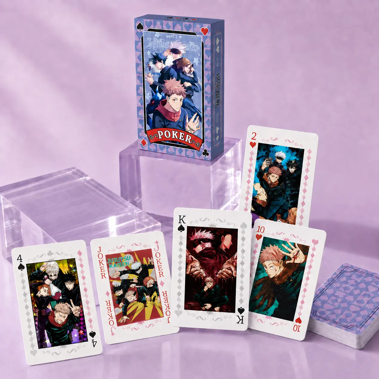 Jujutsu Kaisen Standard Playing Cards, 54-Card Poker Size Deck, Collectible Anime Fan Art Card Decks Gift, Card Collectors and Magicians Gift