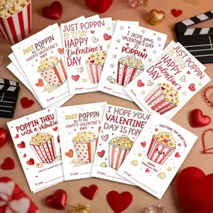 Set of 24 Valentine'S Day Greeting Cards with a Popcorn Theme - a Collection of Humorous Assorted Cards Perfect for Gifting to Friends And Loved Ones.