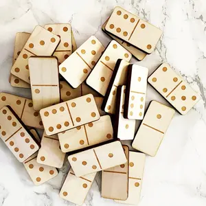 Wood Dominoes Engraved Set of 28