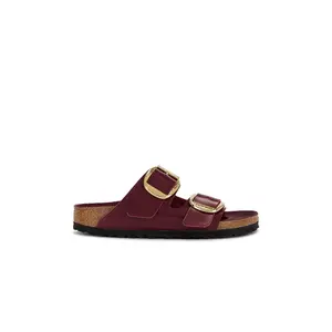 BIRKENSTOCK Arizona Hammered Big Buckle Sandal in High Shine Zinfandel Leather